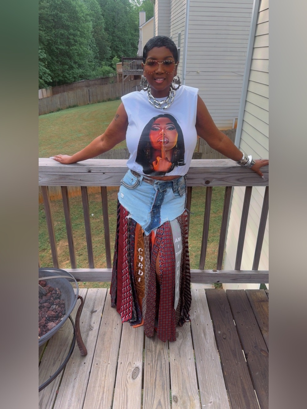 Freestyle Patchwork Skirt with Denim